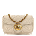 Calfskin Matelasse Super Mini GG Marmont Shoulder Bag White