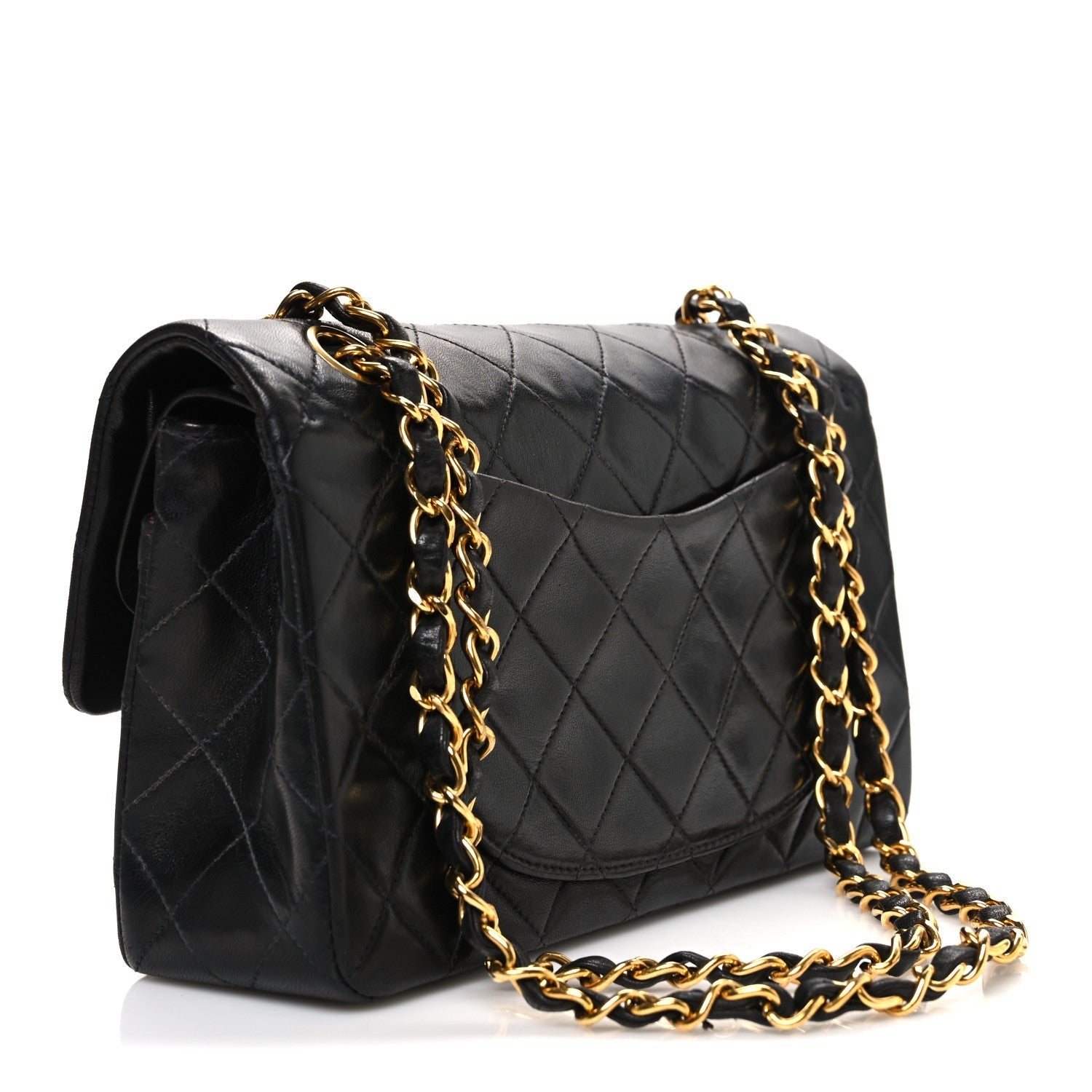 Lambskin Quilted Small Double Flap Black