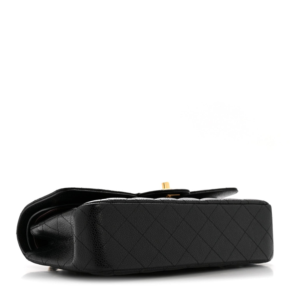 Caviar Quilted Medium Double Flap Black
