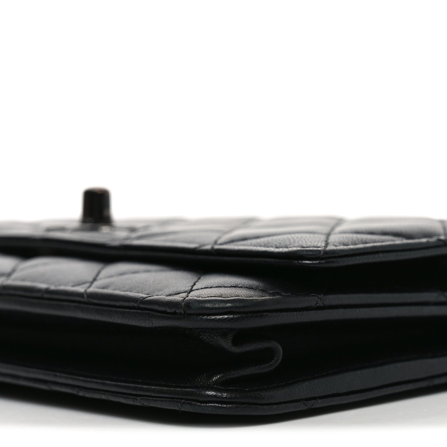 Lambskin Quilted Trendy CC Wallet On Chain WOC So Black