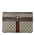GG Supreme Monogram Large Ophidia Pouch Clutch Brown