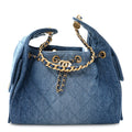 Washed Denim Quilted Small Chanel 25 Handbag Blue