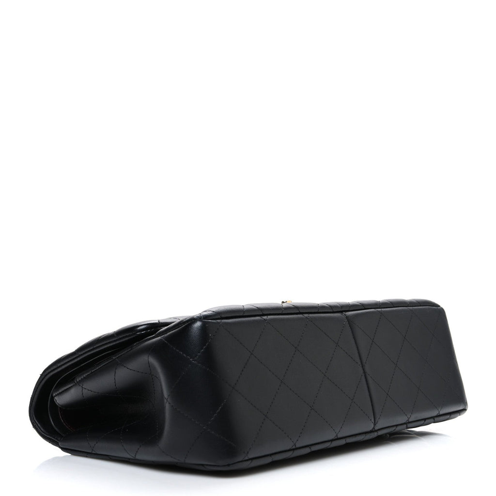 Lambskin Quilted Jumbo Double Flap Black