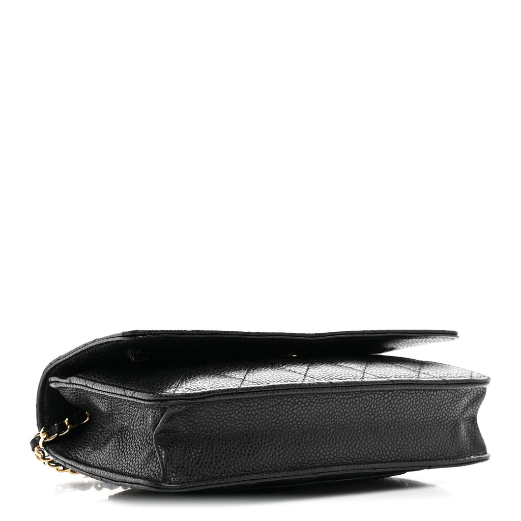 Caviar Quilted Wallet on Chain WOC Black