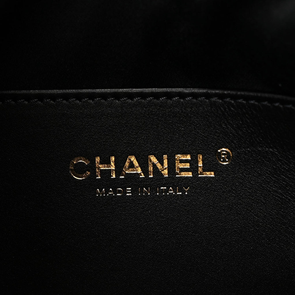 Washed Denim Quilted Mini Chanel 25 Handbag Black