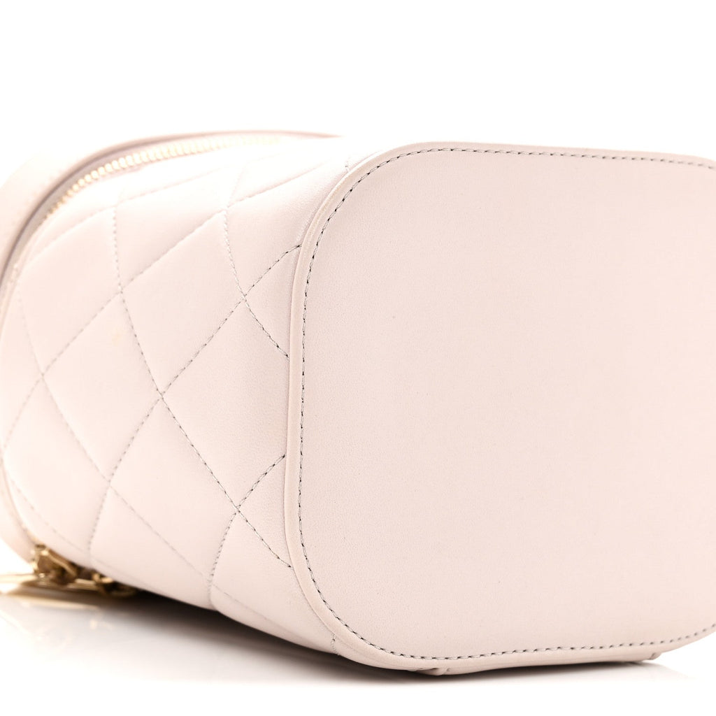 Lambskin Quilted Trendy Vanity Case Lilac