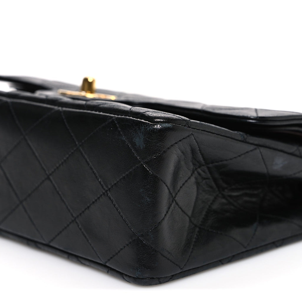 Lambskin Quilted Small Double Flap Black