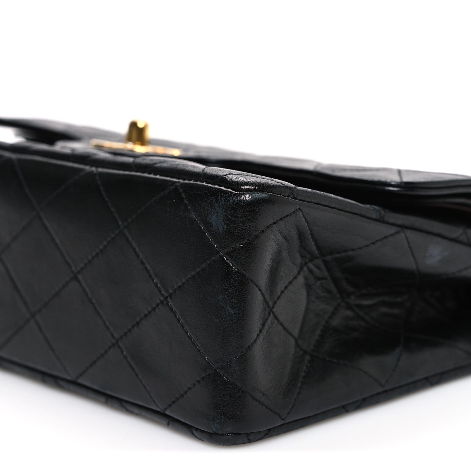 Lambskin Quilted Small Double Flap Black