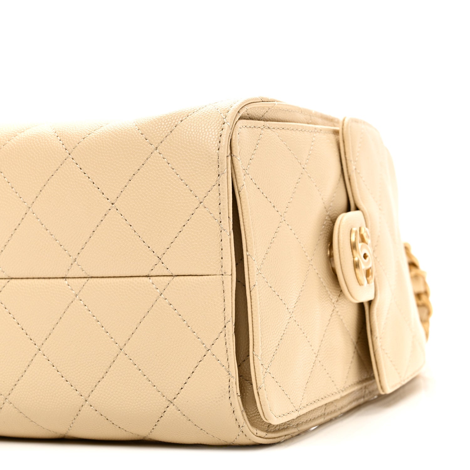 Caviar Quilted Small Chanel 25 Handbag Light Beige