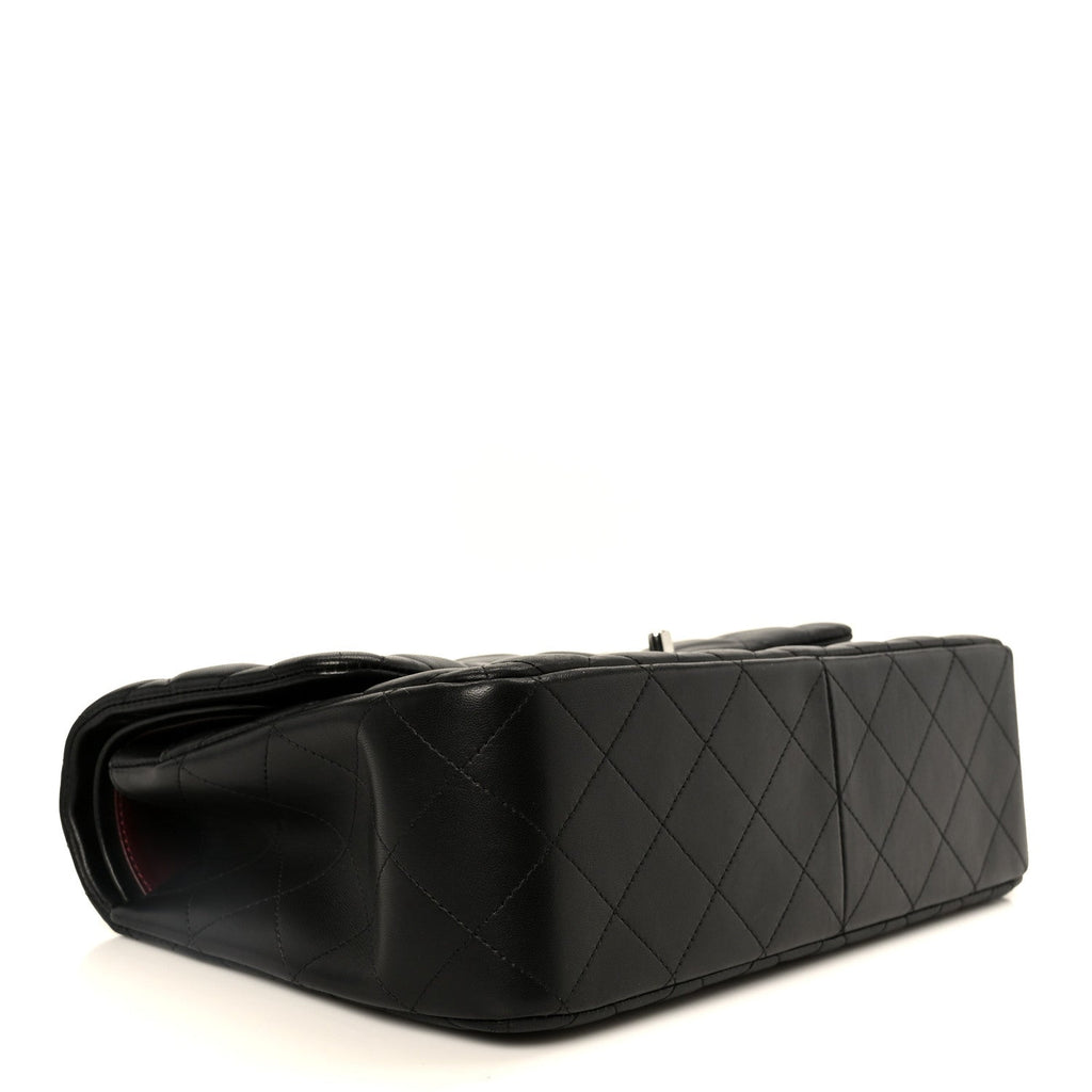 Lambskin Quilted Jumbo Double Flap Black