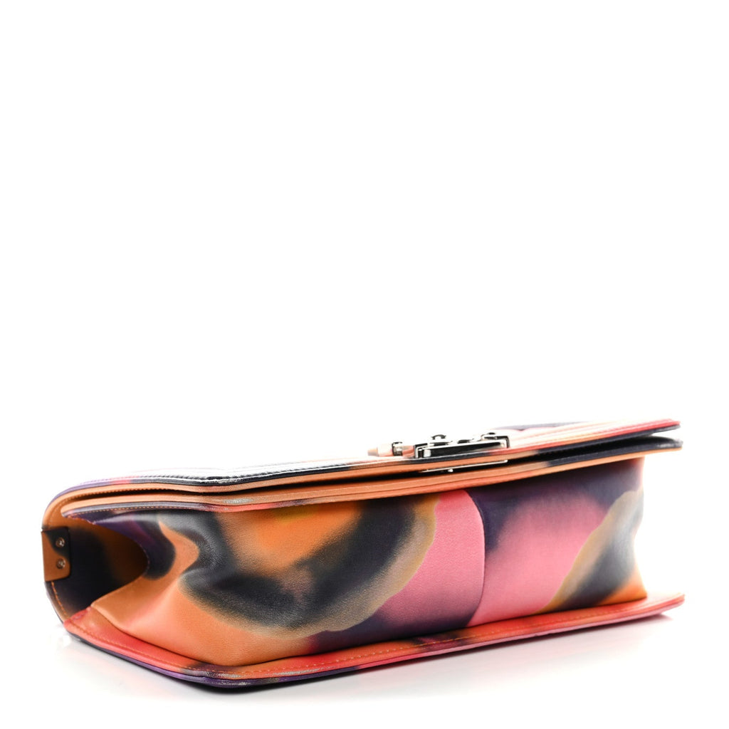 Printed Lambskin Quilted Medium Flower Power Boy Flap