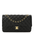 Lambskin Quilted Medium Double Flap Black