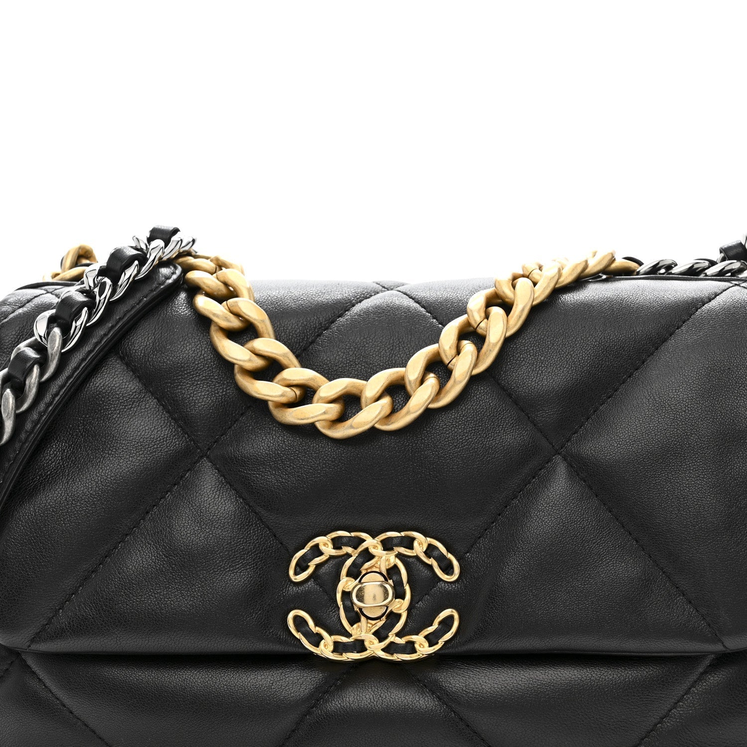 Lambskin Quilted Medium Chanel 19 Flap Black