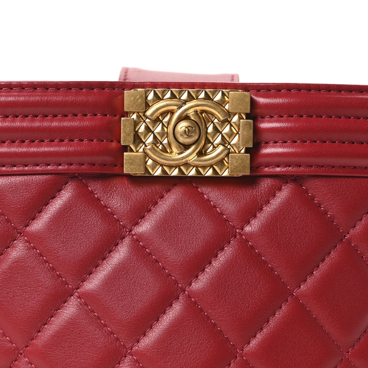 Calfskin Quilted Boy Bucket Bag Red