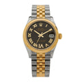 Stainless Steel 18K Yellow Gold Diamond 31mm Oyster Perpetual Datejust Watch Dark Grey Roman 278243