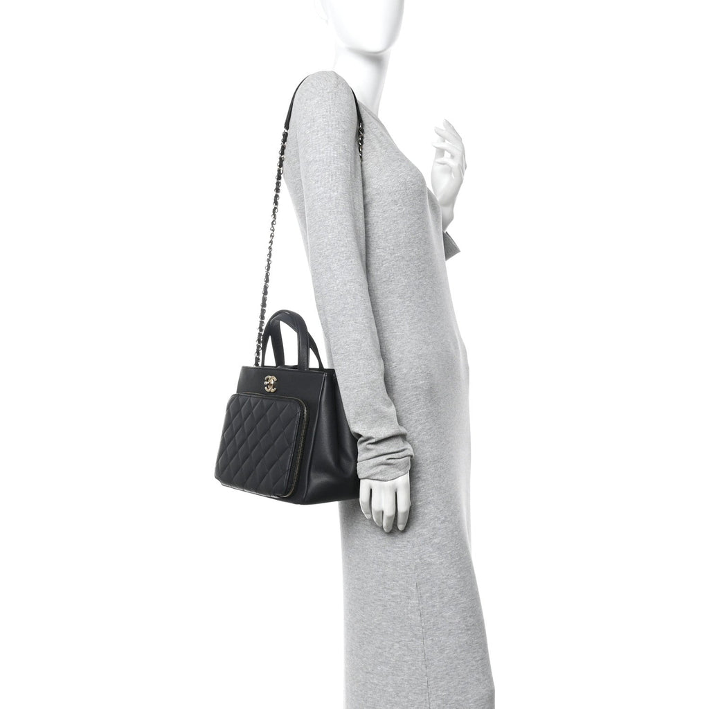 Caviar Quilted Small Business Affinity Shopping Bag Black
