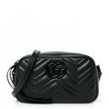 Calfskin Matelasse Monochrome Small GG Marmont Chain Shoulder Bag Black