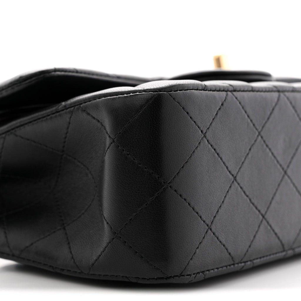 Lambskin Quilted Small Double Flap Black