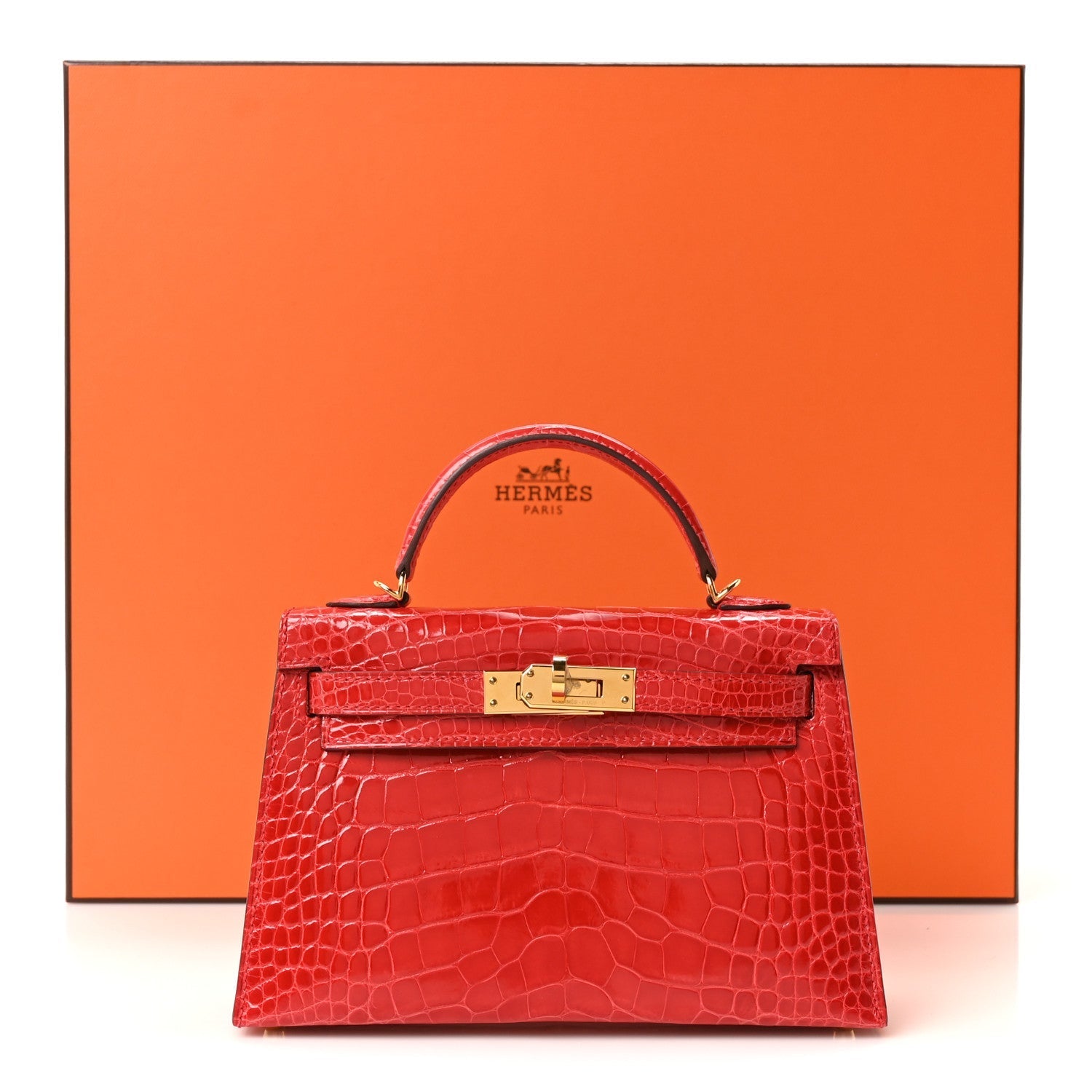 Shiny Alligator Horseshoe Mini Kelly Sellier 20 Rouge de Coeur Rose Mexico