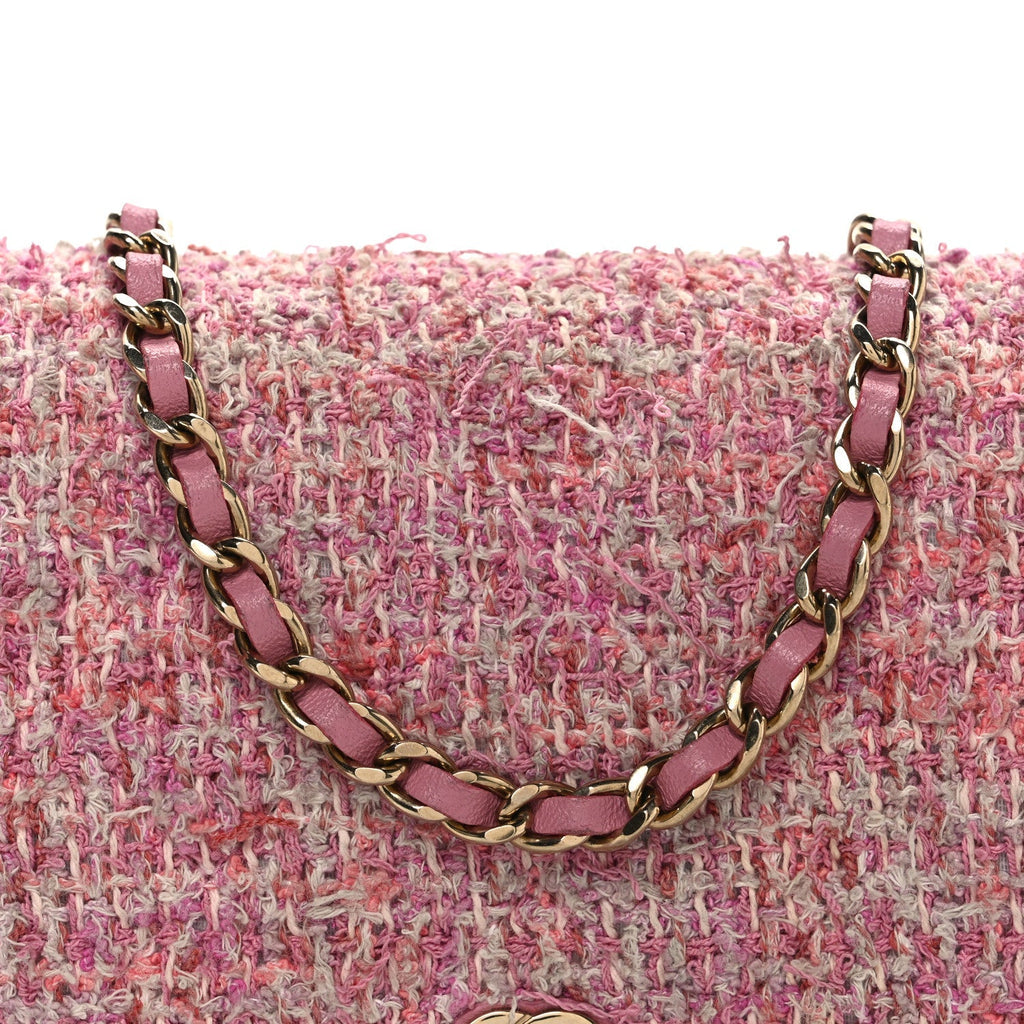 Tweed Quilted Wallet On Chain WOC Pink