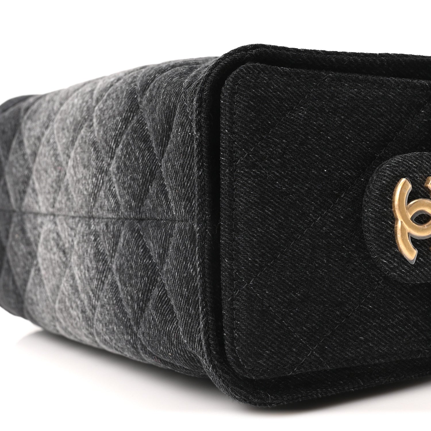 Washed Denim Quilted Mini Chanel 25 Handbag Black
