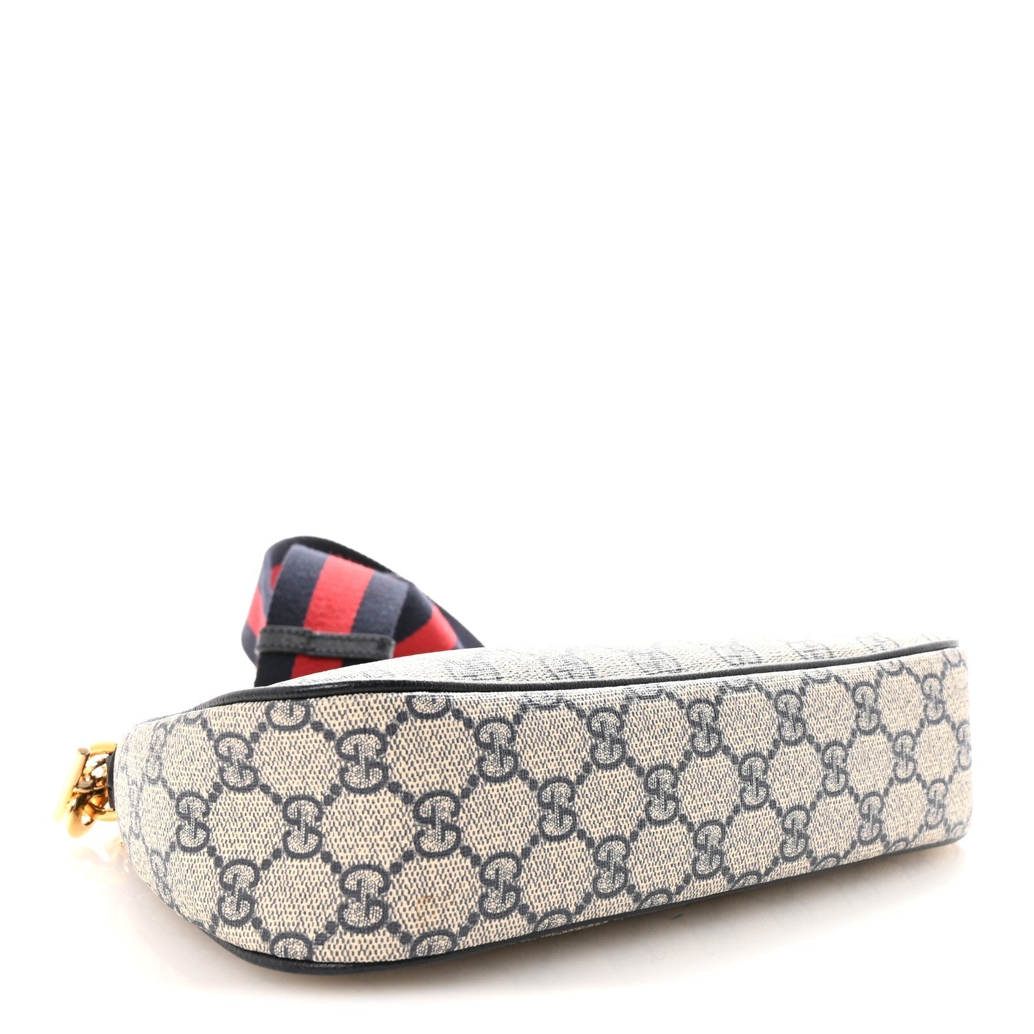 GG Supreme Monogram Textured Dollar Calfskin Web Small Ophidia GG Handbag Beige Blue