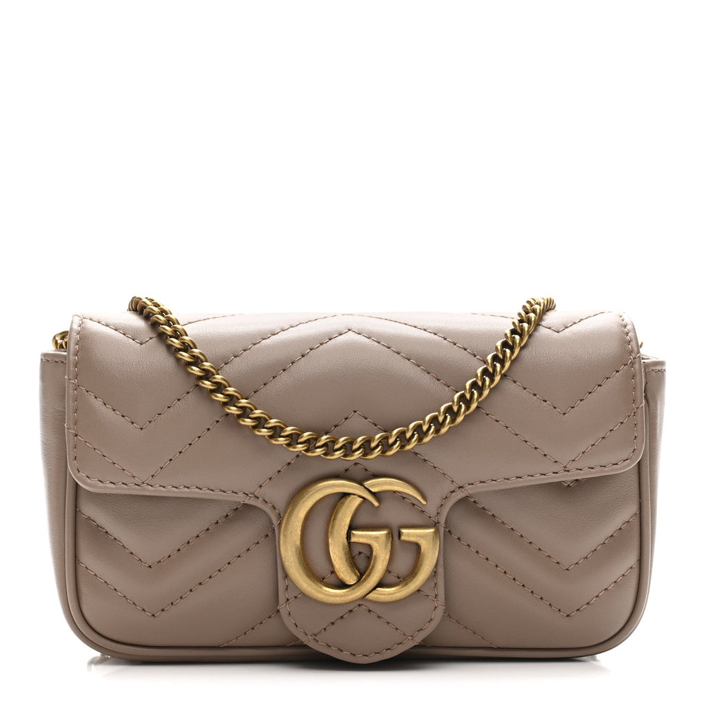 Calfskin Matelasse Super Mini GG Marmont Shoulder Bag Porcelain Rose