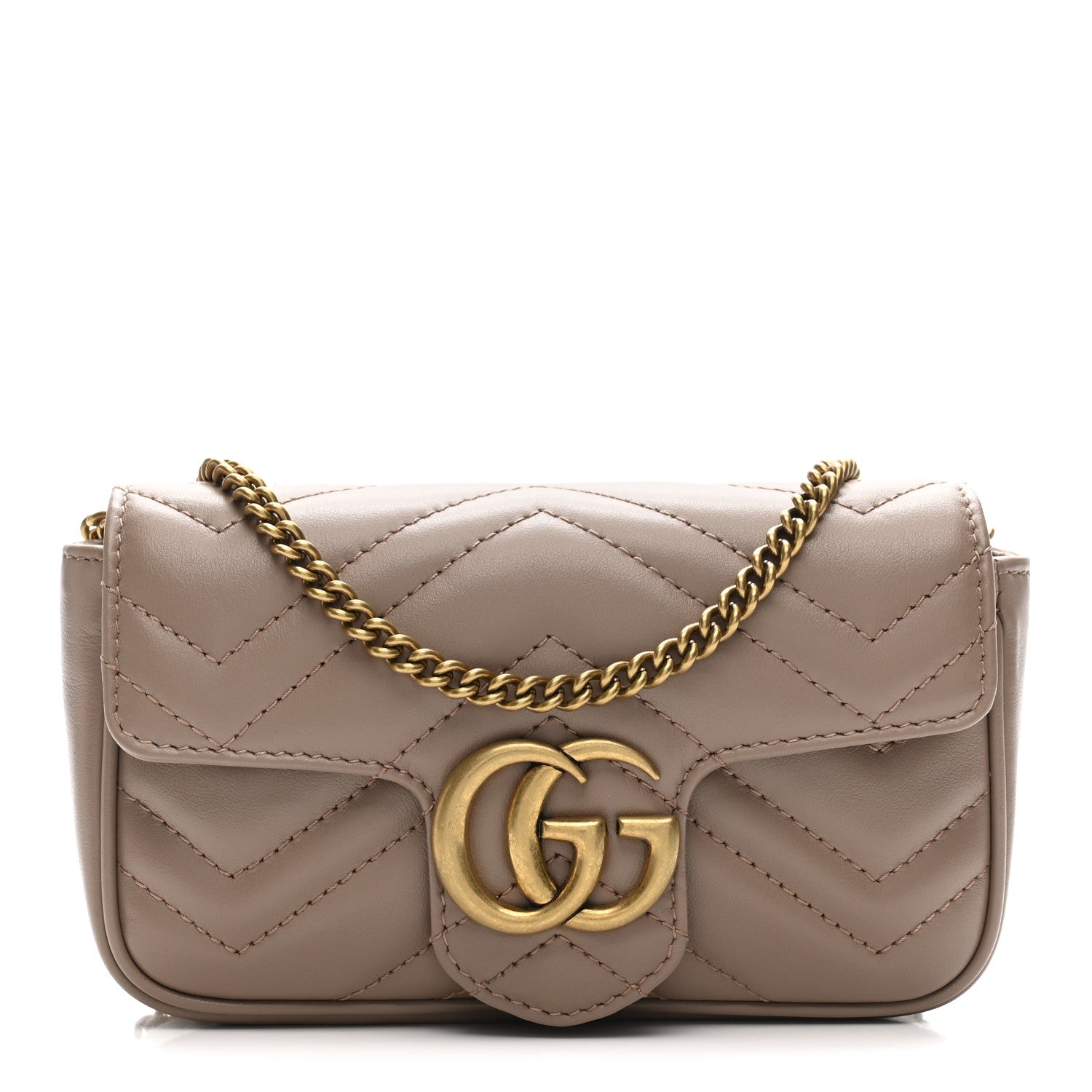 Calfskin Matelasse Super Mini GG Marmont Shoulder Bag Porcelain Rose