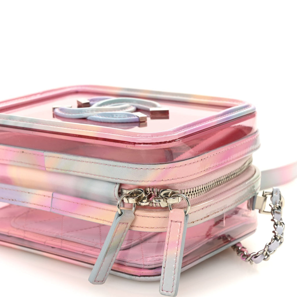 PVC Lambskin Filigree Small CC Filigree Vanity Case Pink Multicolor