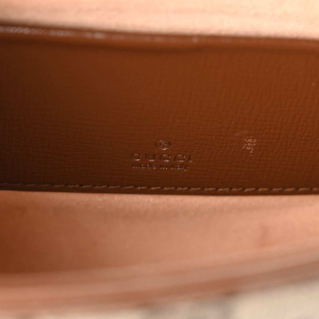GG Supreme Monogram Azalea Calfskin Web Mini Jackie 1961 Hobo Beige Ebony Brown Sugar