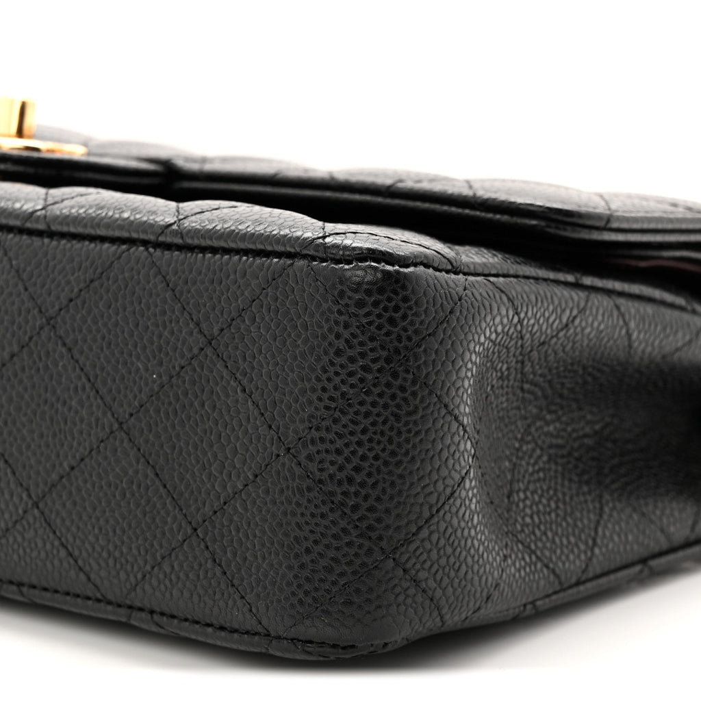 Caviar Quilted Medium Double Flap Black