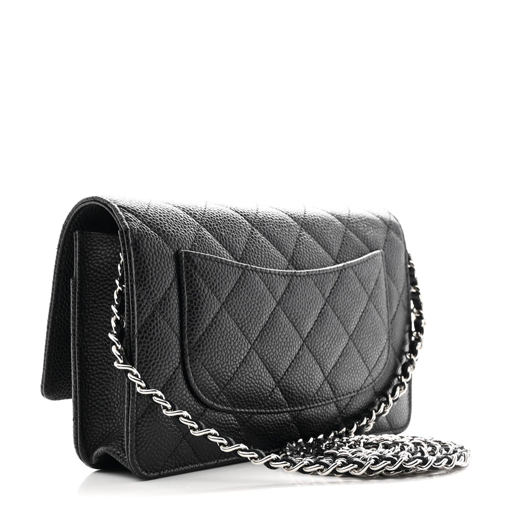 Caviar Quilted Wallet on Chain WOC Black