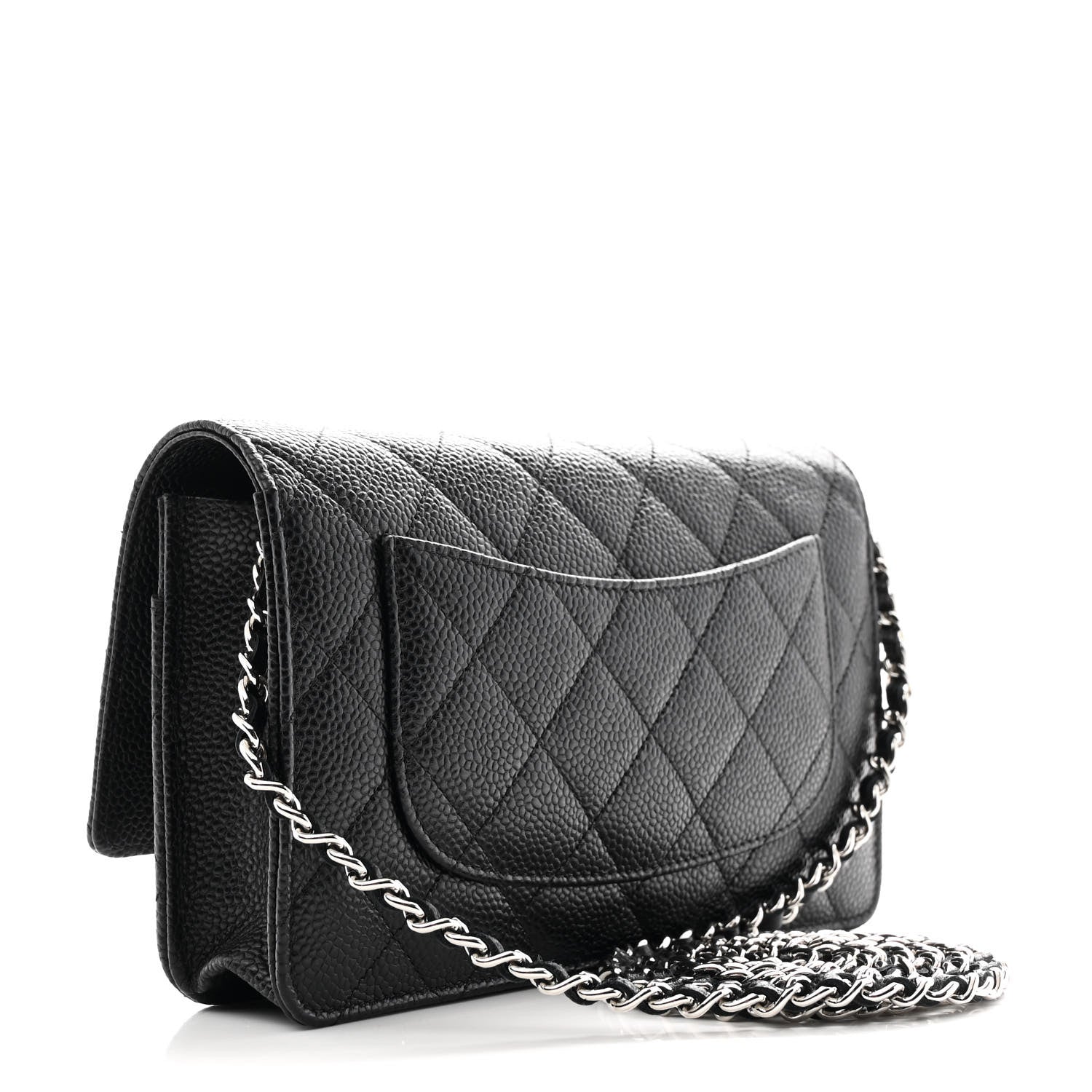 Caviar Quilted Wallet on Chain WOC Black