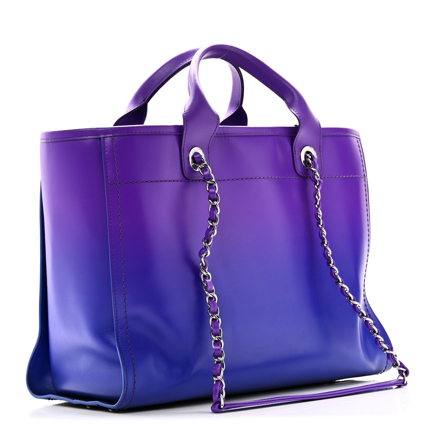 Shaded Calfskin Small Deauville Tote Purple Blue