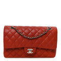 Caviar Quilted Medium Double Flap Red
