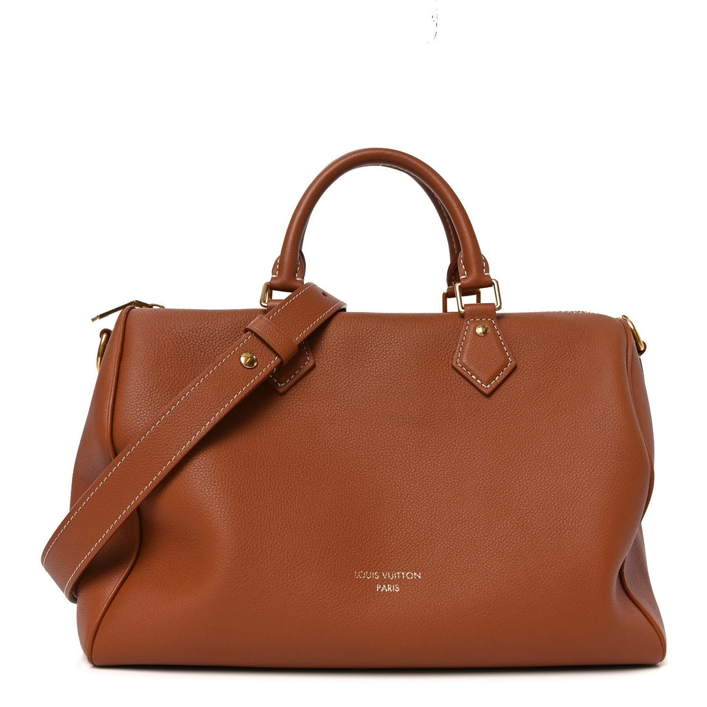 Grained Calfskin Low Key Speedy 30 Cognac