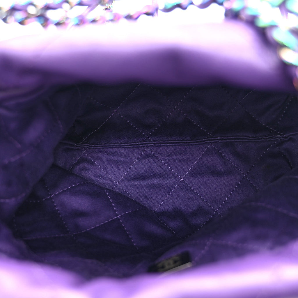 Shiny Calfskin Quilted Rainbow Mini Chanel 22 Purple