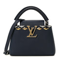 Taurillon Embellished Malletage Crown Mini Capucines Navy