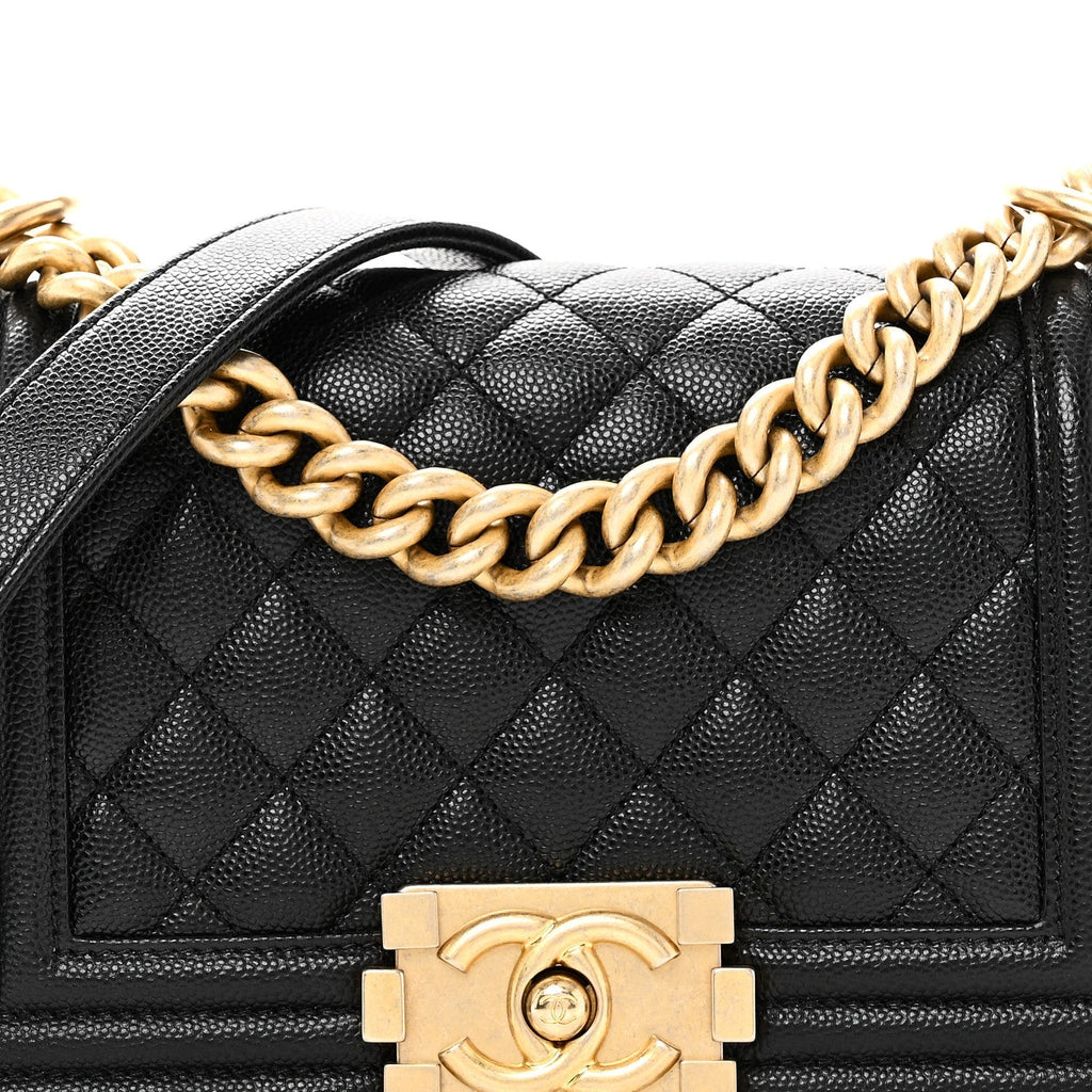 Caviar Quilted Small Boy Flap Black