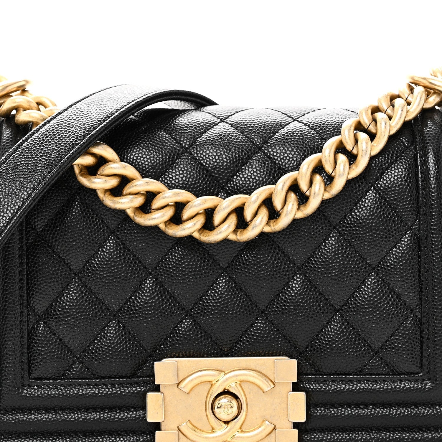 Caviar Quilted Small Boy Flap Black