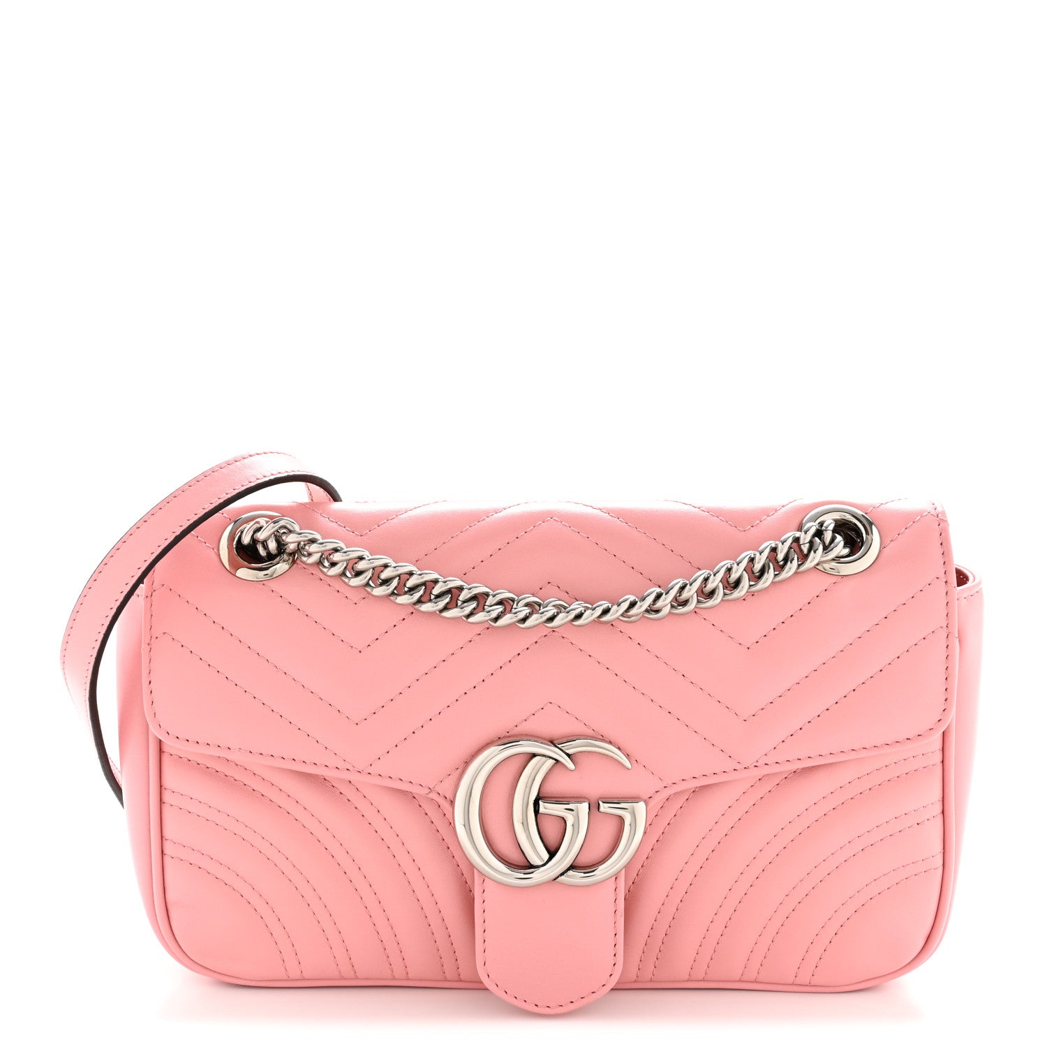 Calfskin Matelasse Small GG Marmont Shoulder Bag Wild Rose