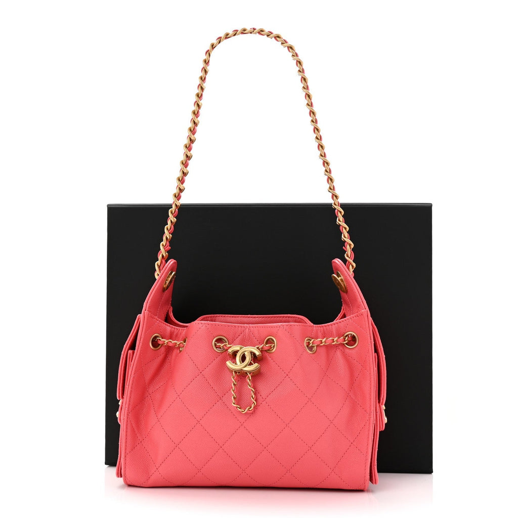 Caviar Quilted Mini Chanel 25 Handbag Coral