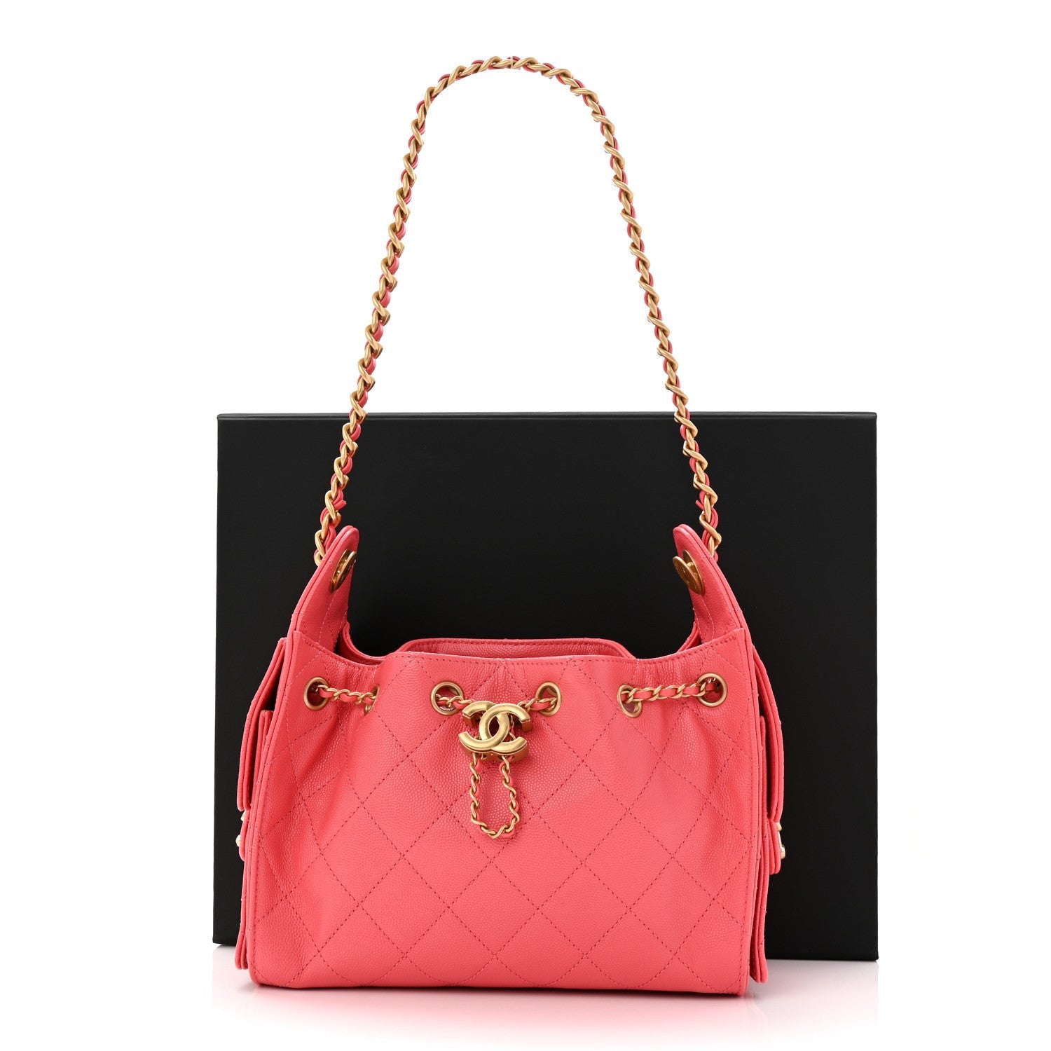 Caviar Quilted Mini Chanel 25 Handbag Coral