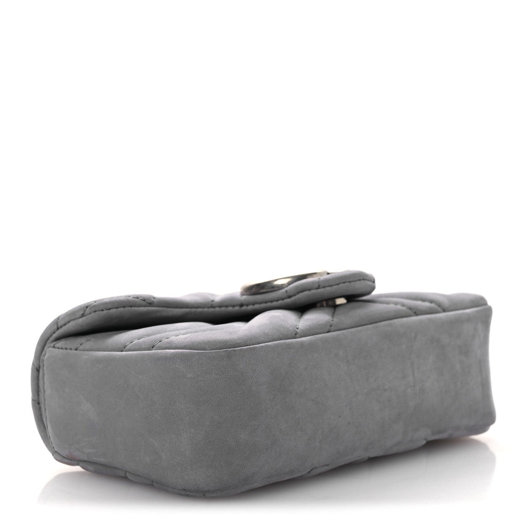Nubuck Matelasse Mini GG Marmont Shoulder Bag Grey