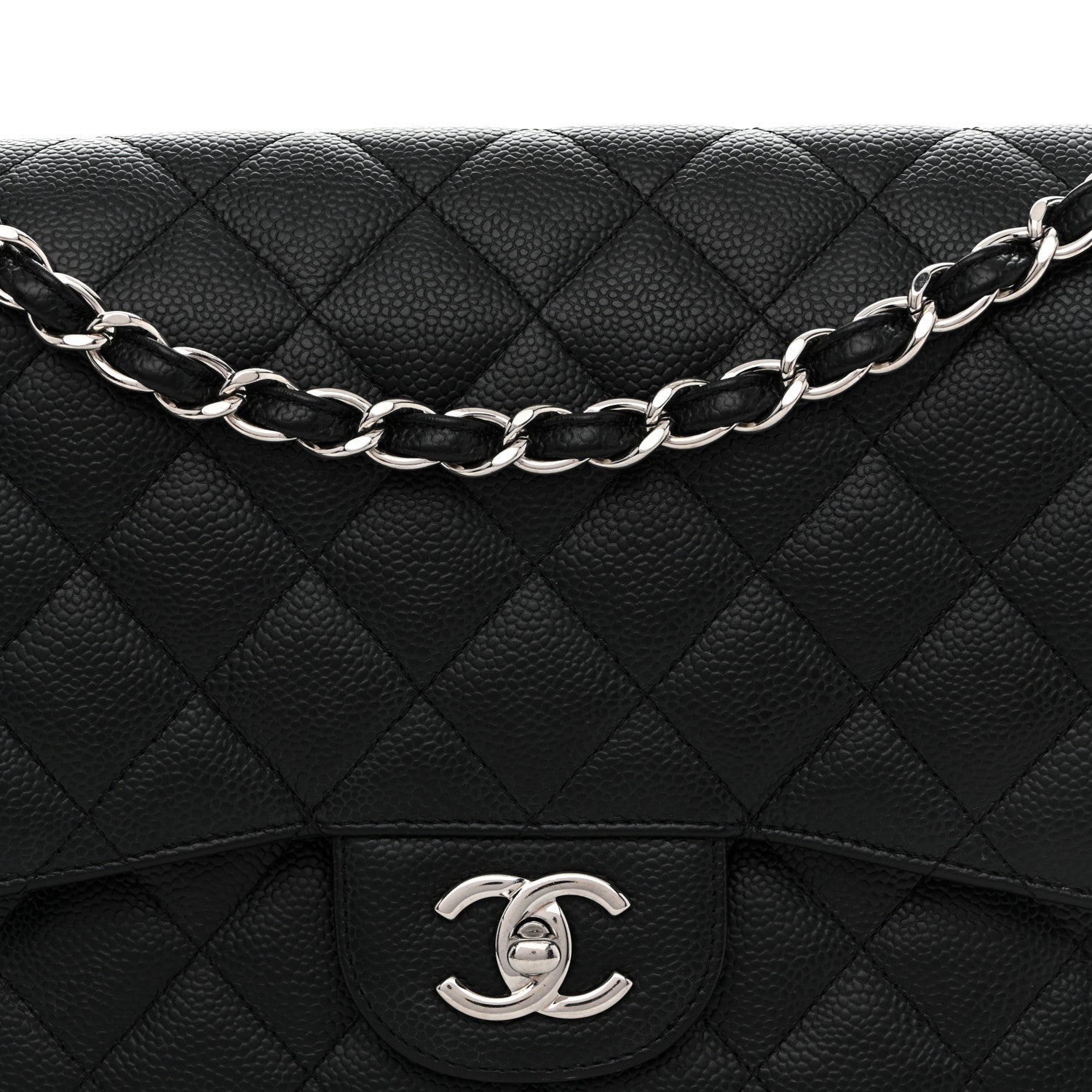 Caviar Quilted Jumbo Double Flap Black