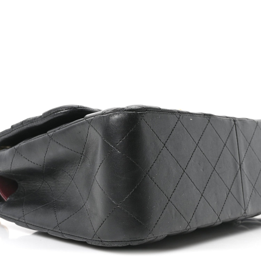 Lambskin Quilted Jumbo Double Flap Black