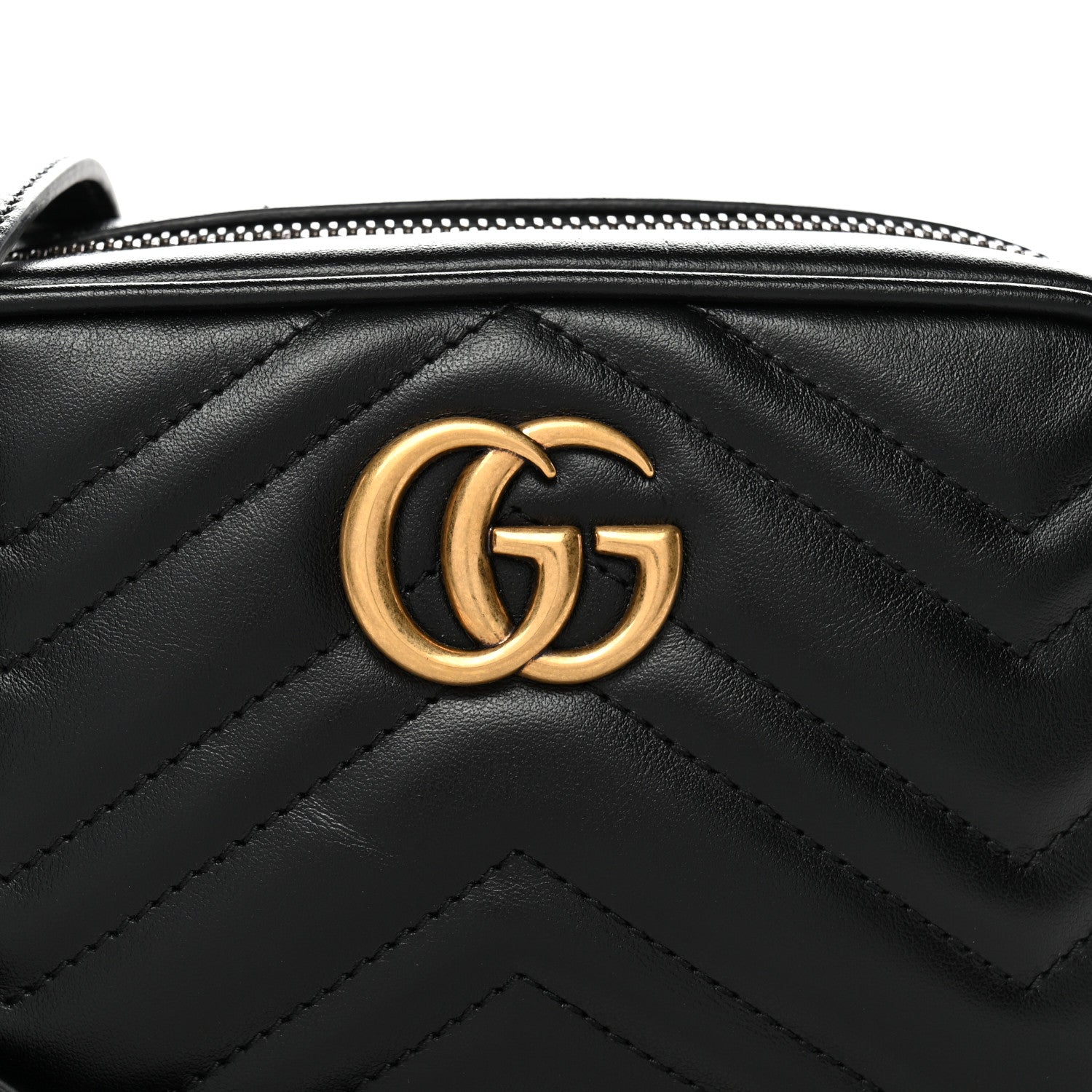 Calfskin Matelasse Mini GG Marmont Chain Shoulder Bag Black