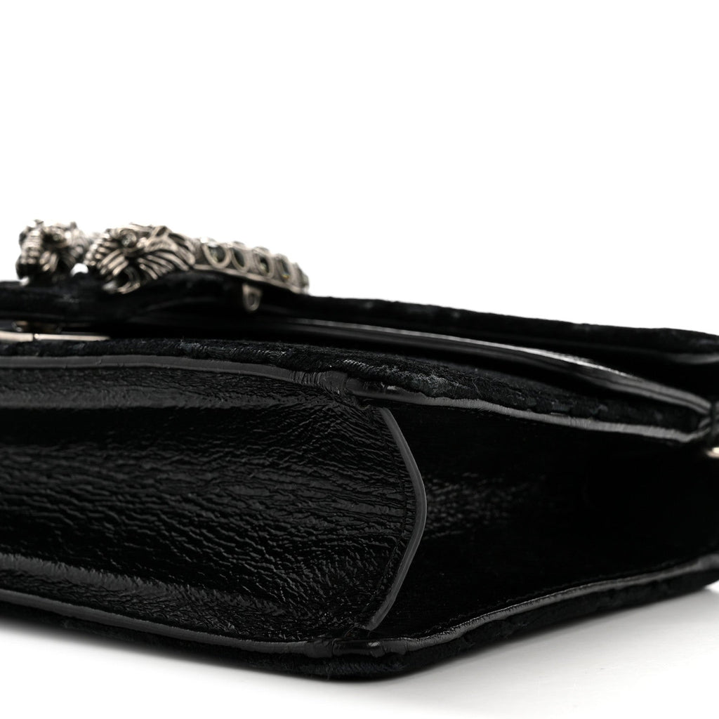 Velvet Skipper Crystal GG Monogram Small Dionysus Shoulder Bag Black Black Diamond