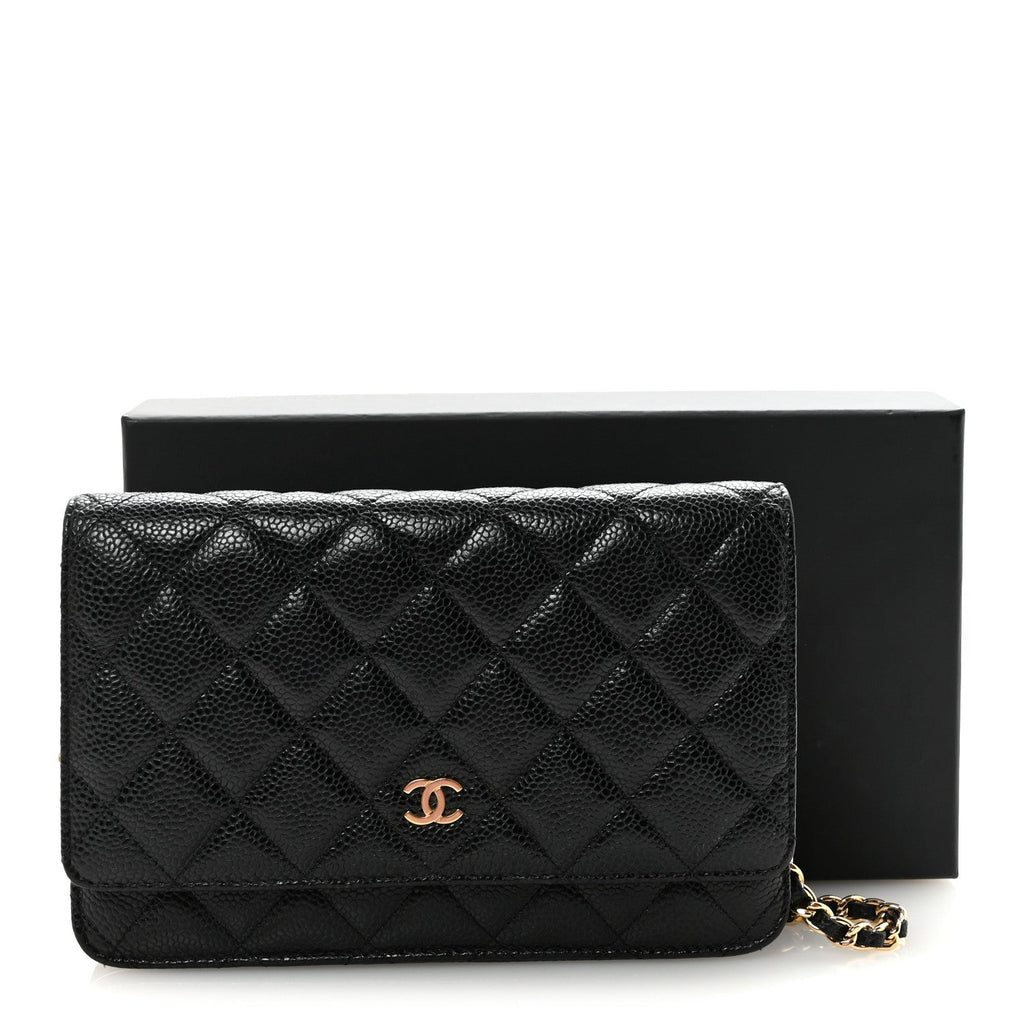 Caviar Quilted Wallet On Chain WOC Black