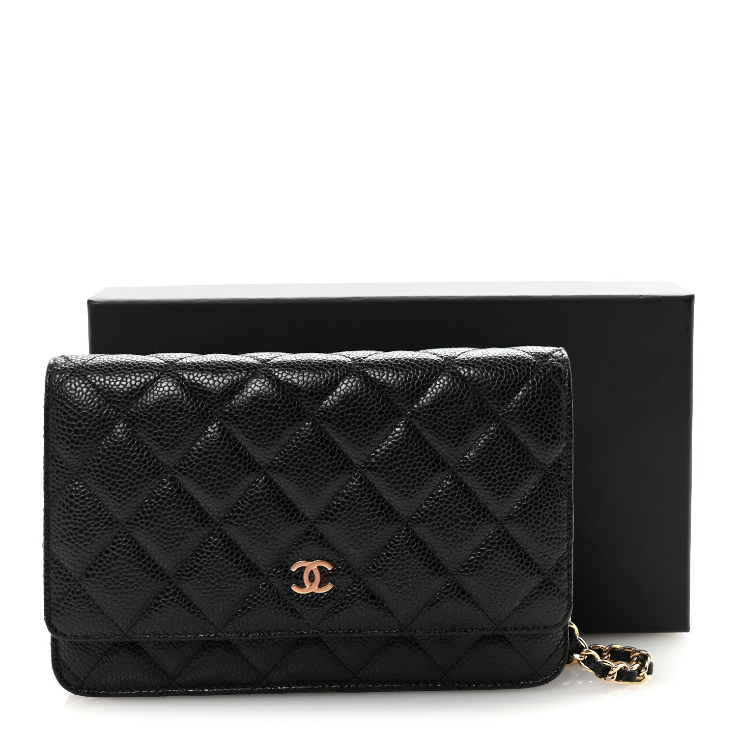 Caviar Quilted Wallet On Chain WOC Black